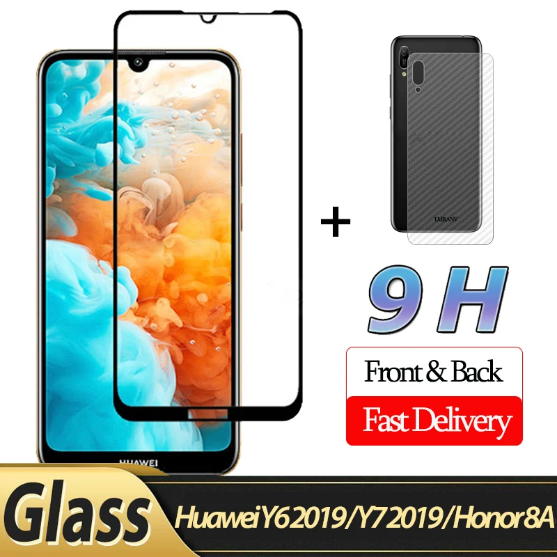 2-в-1 спереди cтекло + заднюю на хонор 8а Huawei Y6 2019 Y7 3D Honor 8A screen protector хуавей у6 huawei y6