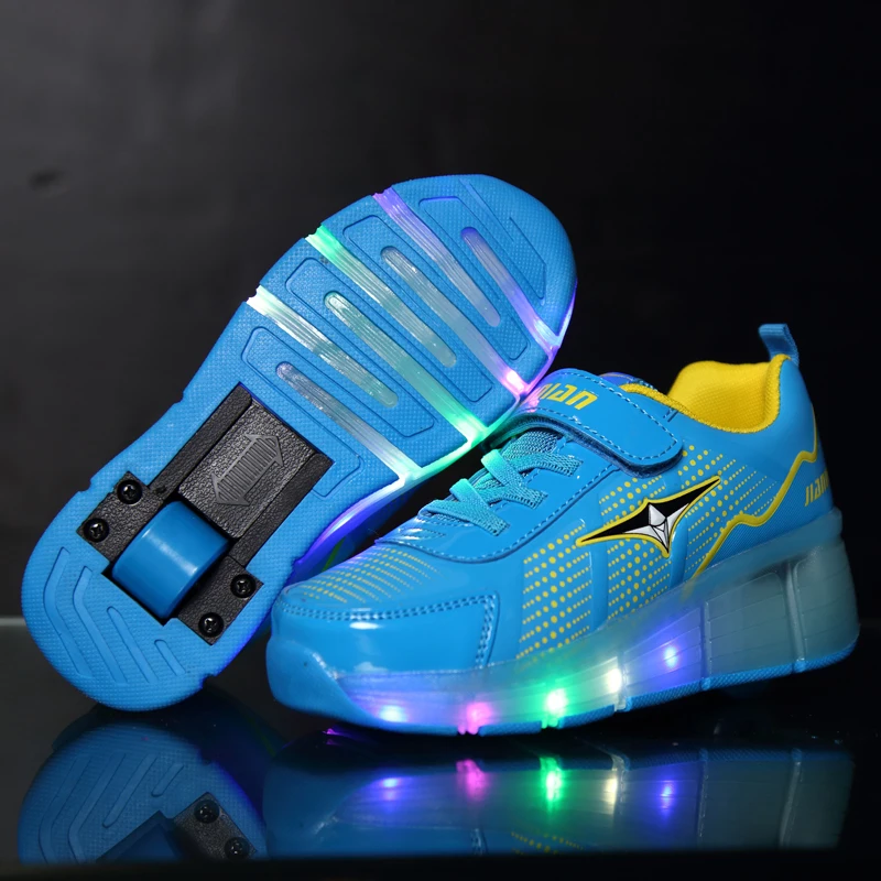 Pink Green Blue Cheap Child Fashion Girls Boys LED Light Roller Skate Shoes For Children Kids Sneakers With Wheels One wheels | Детская