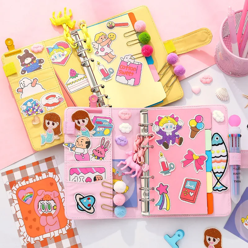 

Kawaii Прозрачная ПВХ спиральная книга для записей книга A6 свободная книга с листьями детские наклейки подарок для школы и офиса