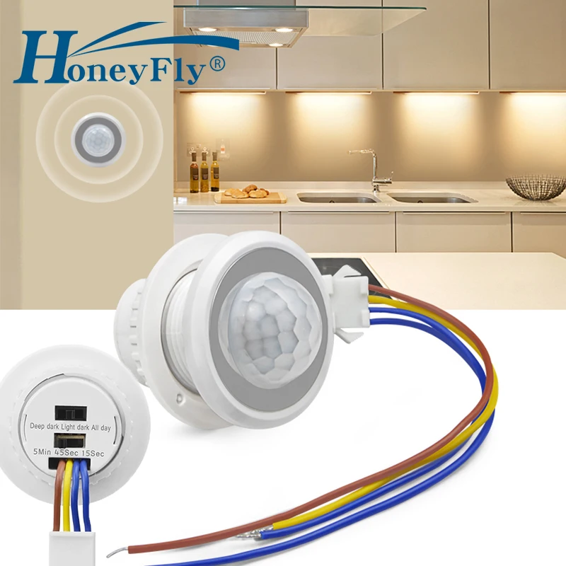 

HoneyFly движения Сенсор переключатель времени задержки Регулируемый 40W 100-240V инфракрасный Сенсор светильник выключатель автоматического вклю...
