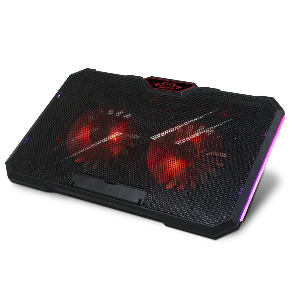 

2021 RGB Laptop Stand 2 Large Fan 17'' Laptop Gaming Cooler Non Slip Multi Angle Laptop Accessories Bracket for Cpu Cooling