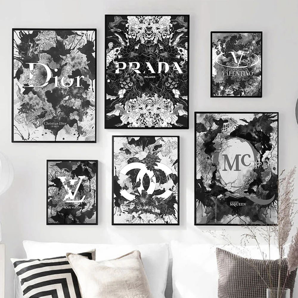 

Fashion Ink Abstract Flowers Plant Poster Black And White Nordic Pictures Wall Art Canvas Painting Print Living Room Home Decor