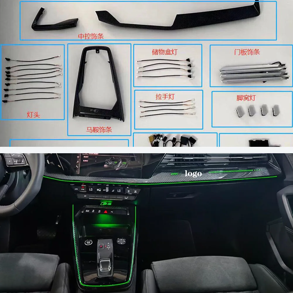 

New Ambient Light For Audi A3 2021 Door Trim Lamp Dashboard Light Neon LED Illuminate Quattro Style Atmosphere Light