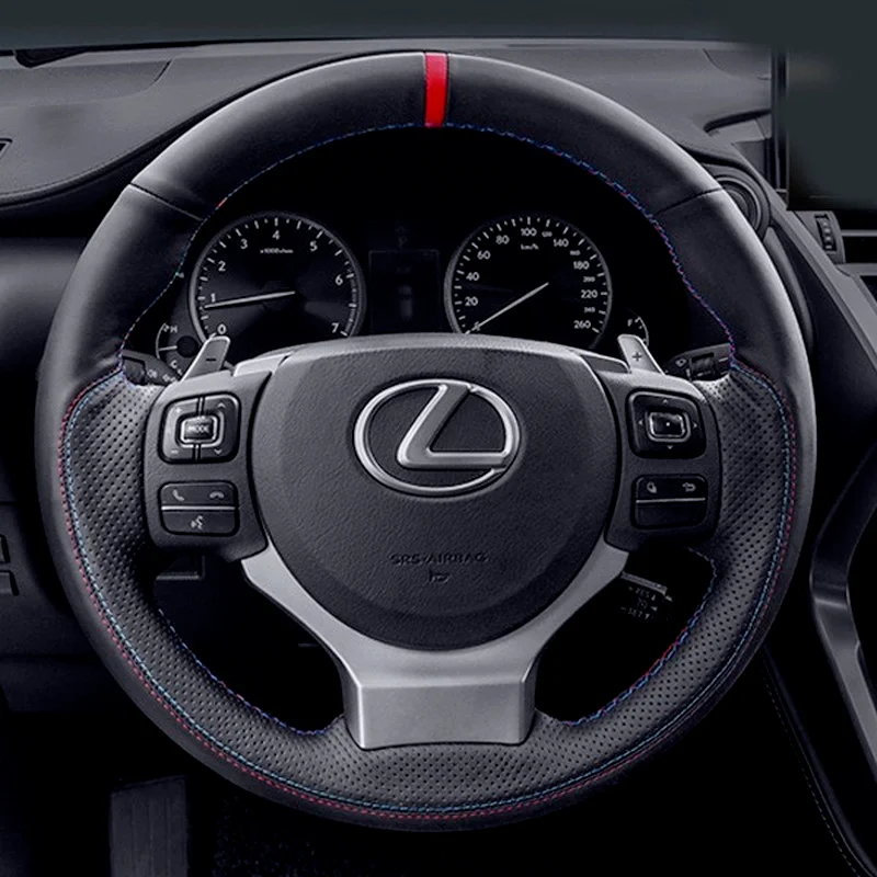 

Hand Sewn Genuine Leather Steering Wheel Cover For Lexus ES200 ES300h NX200t RX270 Car Handle Cover Accessorise High Quality