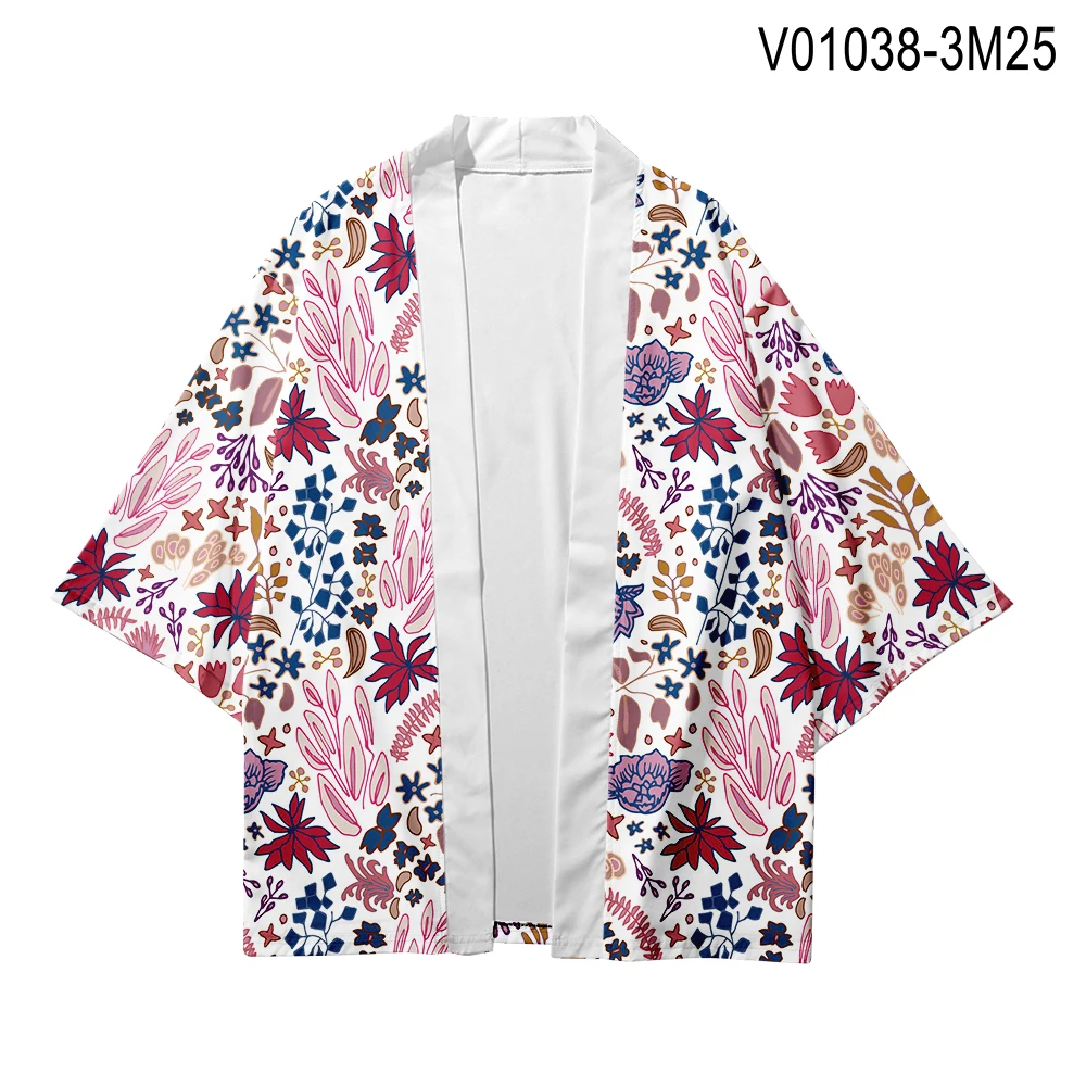 WAMNI японский Haori Yukata T рубашка-кимоно летняя 3D рубашка куртка с изображением самурая Забавный красивый цветок рукав летучая мышь Кимоно Кардиган для мужчин - Цвет: V01038