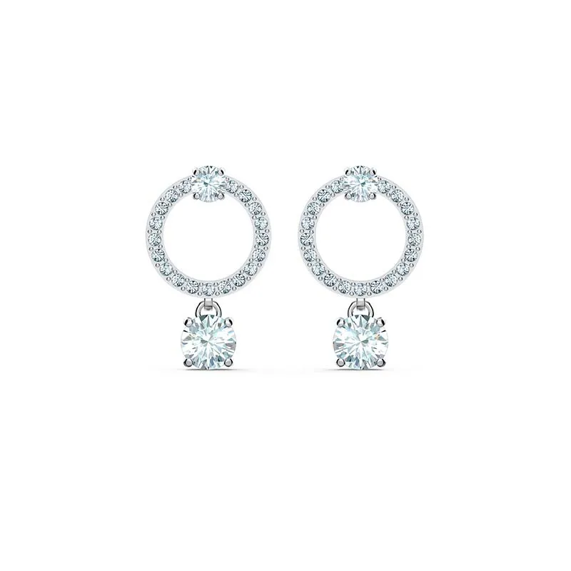 

SWA 1:1 simple hollow Earrings women Circle white color