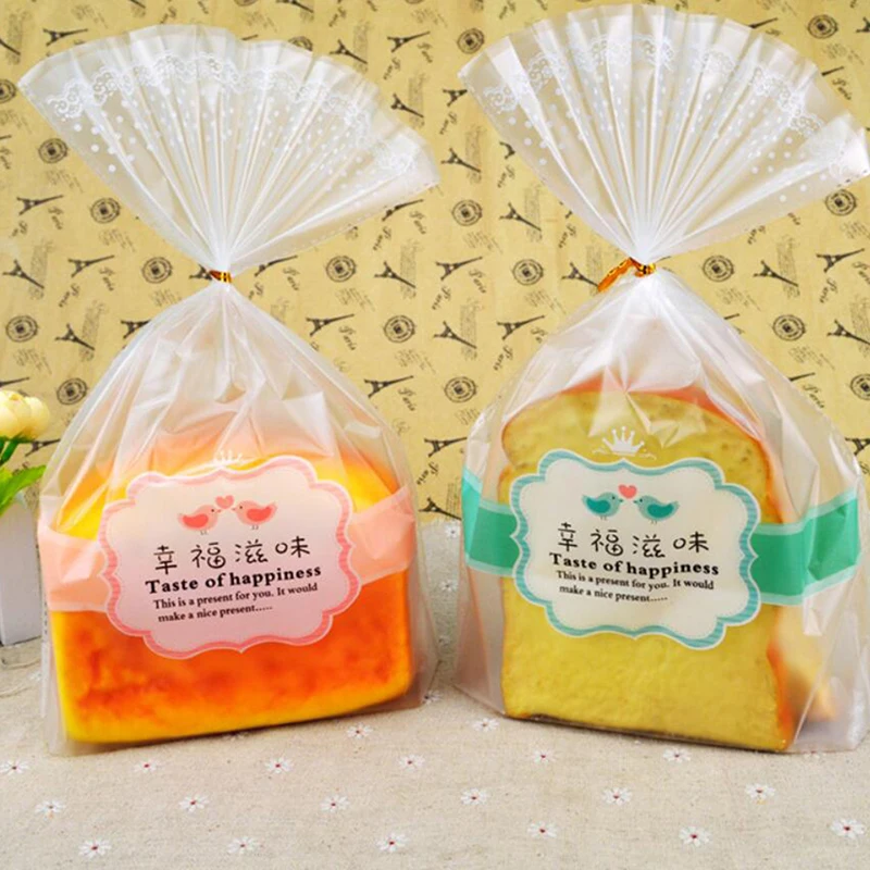 100 шт./упак. Еда Упакованные мешоки для конфеты хлеб BiscuitsTransparent скраб Пластик