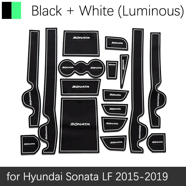 White Luminous Противоскользящие резиновые чашки подушки двери паз коврик для hyundai Sonata LF~ аксессуары наклейки автомобиля коврик для телефона - Название цвета: White Luminous
