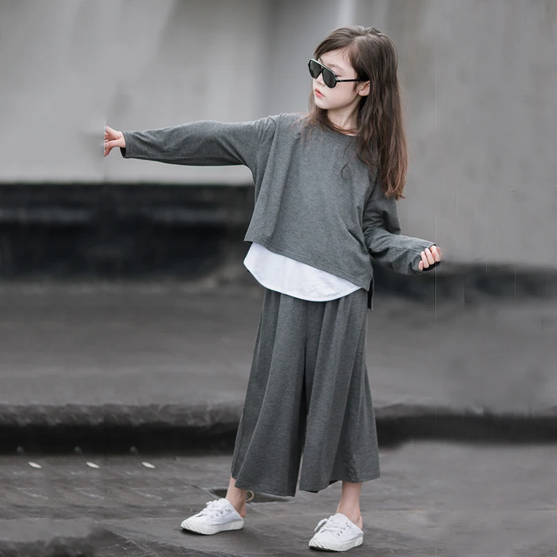 

Новинка осени 2020, комплект одежды для маленьких девочек из 3 предметов, Детская Повседневная рубашка и широкие брюки, комплект из трех предметов для маленьких девочек из хлопка, #1071