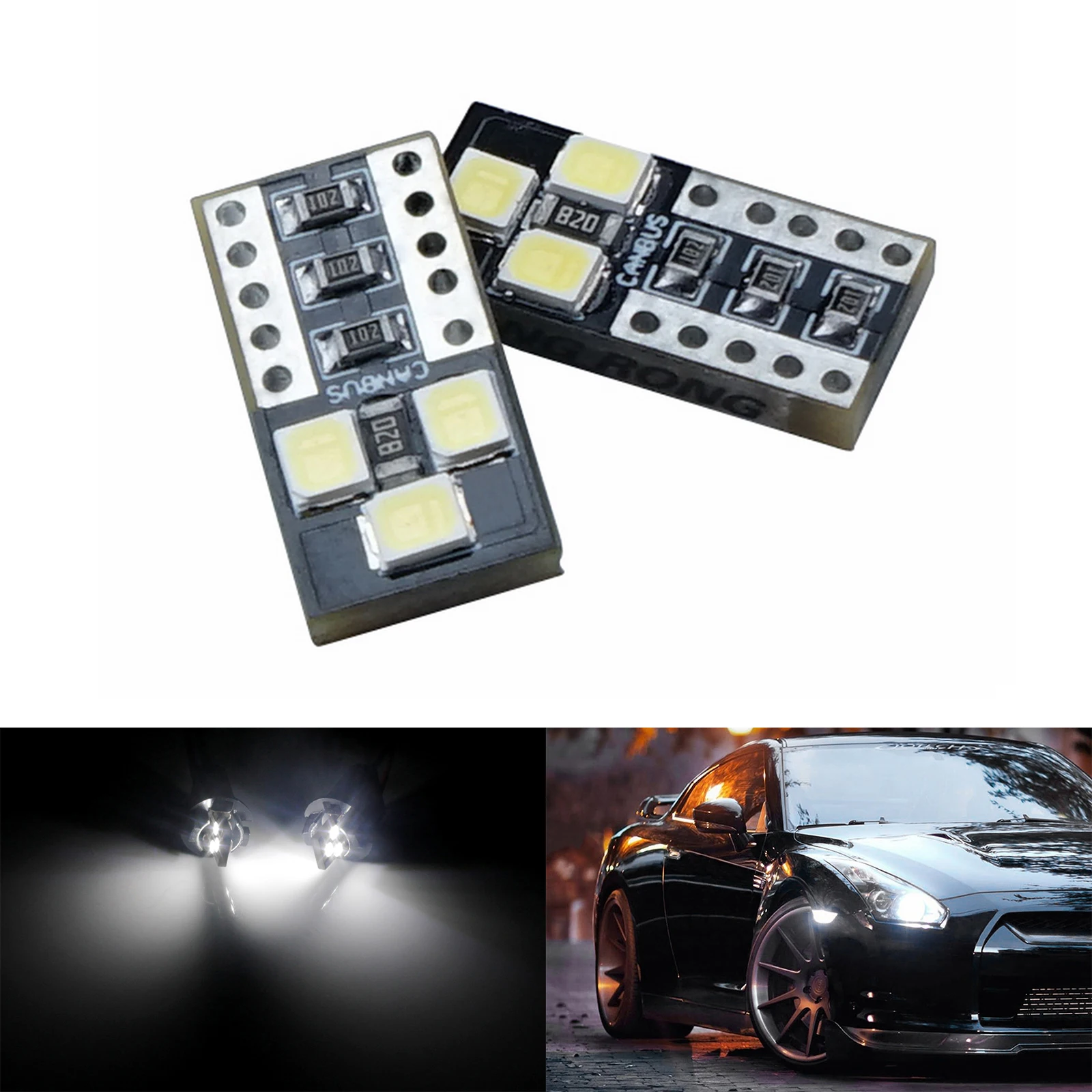 ANGRONG 2x Canbus T10 W5W 501 Белый 6 SMD Светодиодный боковой светильник для внутреннего