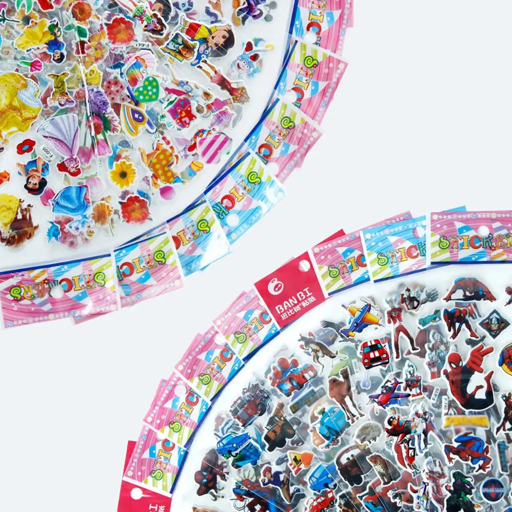 10 листов 3D пышные наклейки Животные Динозавр машинки Принцесса Тема кино