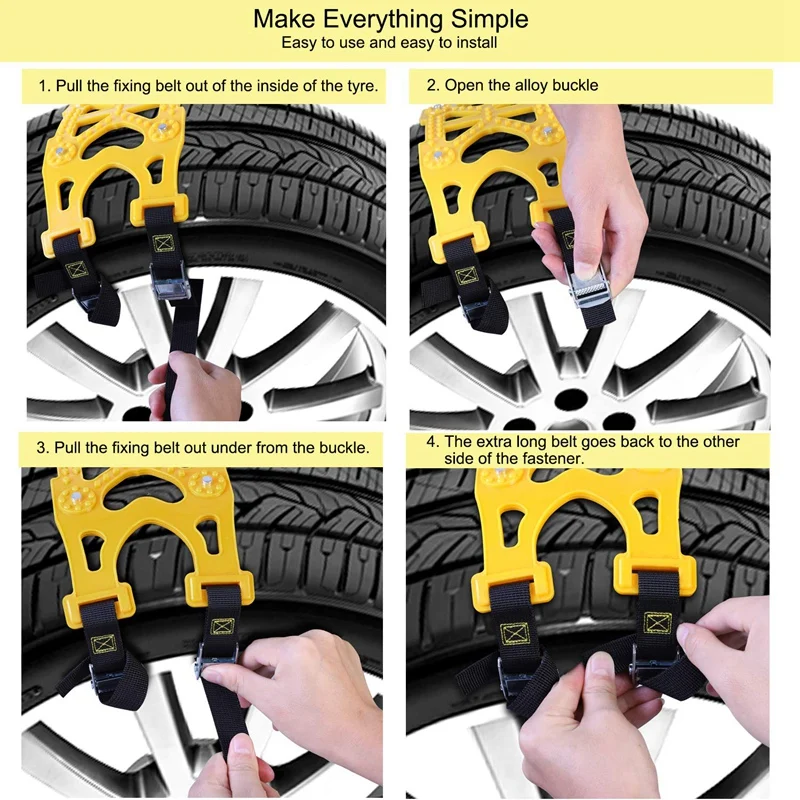 Car Snow Chains Emergency Anti Slip Tire for Most Cars/SUV/Trucks Winter Universal Security Width 165mm | Автомобили и мотоциклы