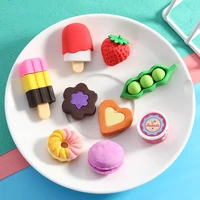creative thermo plastic rubber fruit food erasers simulation ice cream doughnut vegetable eraser children gifts cute stationery