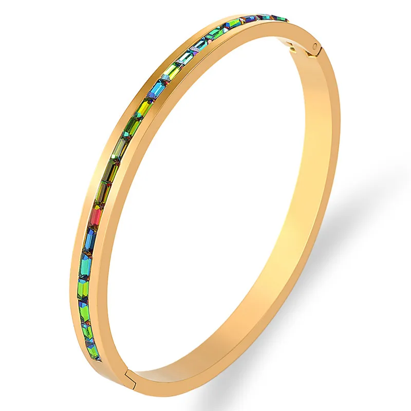 

New Rhinestone Bracelets & Bangles For Women Stainless Steel Bracelet Stone China Jewelry Gold Color Bijoux Pulseiras Gift