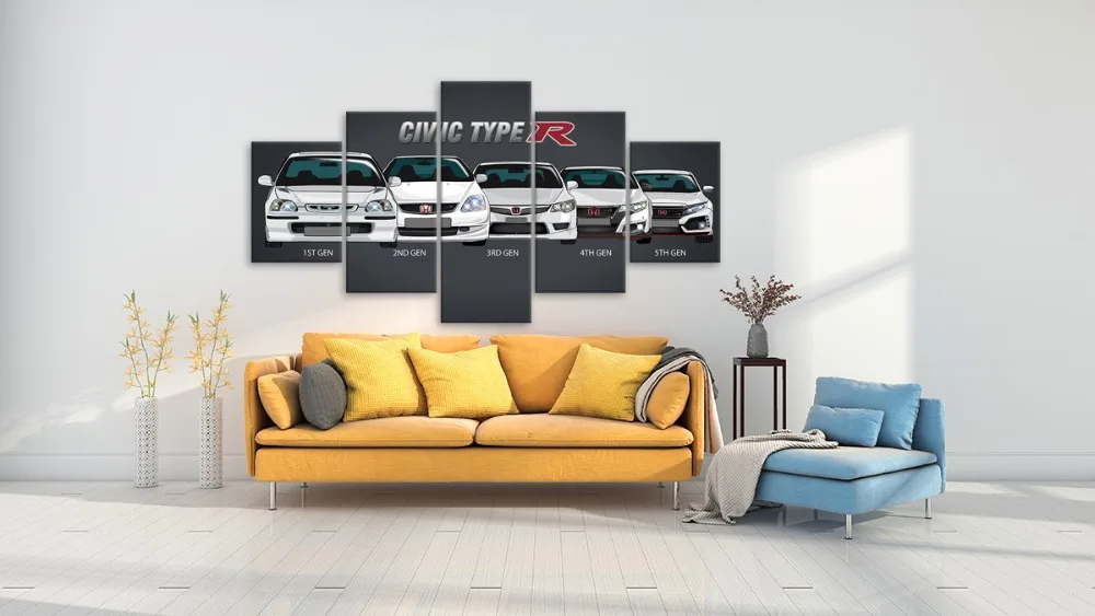 Настенная художественная Модульная картина плакаты холст печать ретро Honda CIVIC