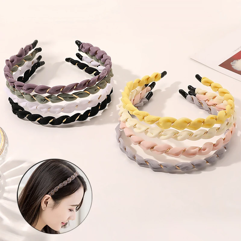 

New Satin Headbands Solid Color Organza Hair Hoop Hair Bezel for Women Fashion Girls Hair Accessories Headwear DIY Styling Tools
