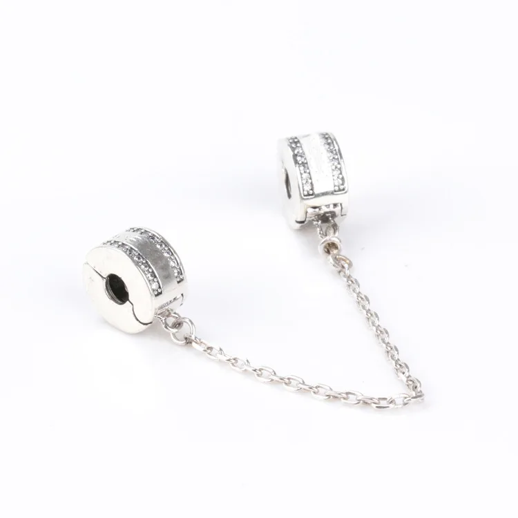 

Bewill 925 Sterling Silver Pave Inspiration Star Safety Chain Clear CZ Stopper Charms Fit Bracelet DIY Bead for Jewelry Making
