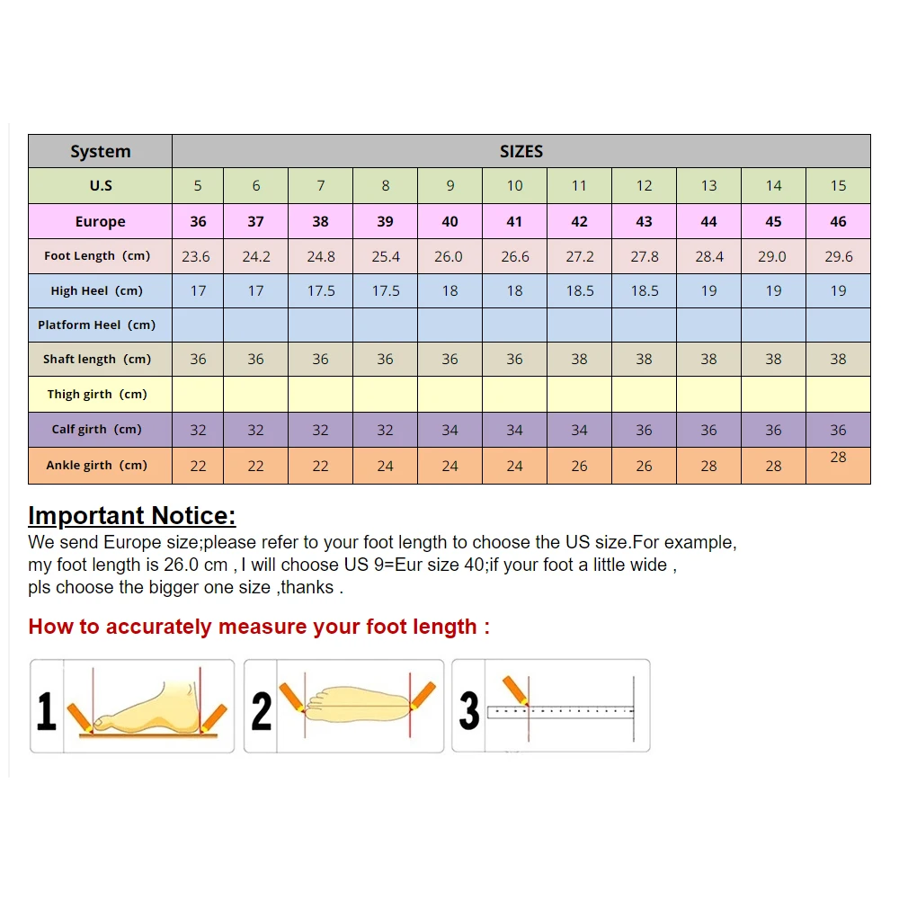 

Fetish Knee-High Boots 7 Inch Ultra-High Metal Heel Boots Women's Sexy PU Leather Lockable Padlock Pumps Size 36-46