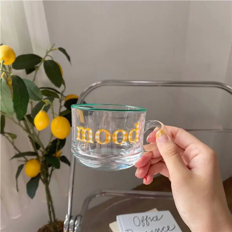 Набор кофейных чашек и блюдец с надписью в скандинавском стиле прозрачная