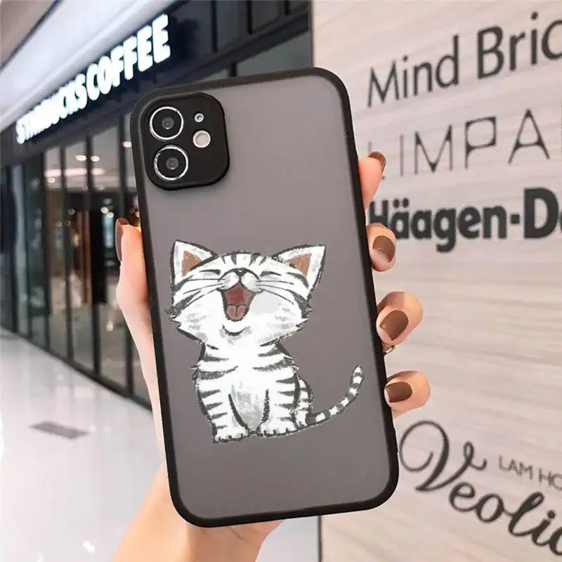 

Cute Cartoon Cat Dog Phone Case matte transparent For iphone 7 8 11 12 plus mini x xs xr pro max cover