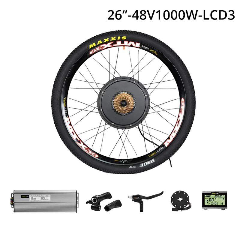 26-1000W-LCD3 Комплект для переоборудования электрического велосипеда 1000 Вт 48 В Электрический колесный Мотор задний e велосипед комплект MTB Электрический велосипед мотор комплект Электрический мотор колеса - Цвет: 26-1000W-LCD3