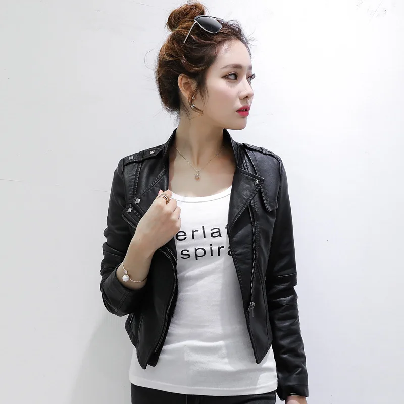 

2021 Nicesense spring plus size leather jacket jaqueta feminina women coat casacos feminino sobretudo abrigo mujer manteau femme