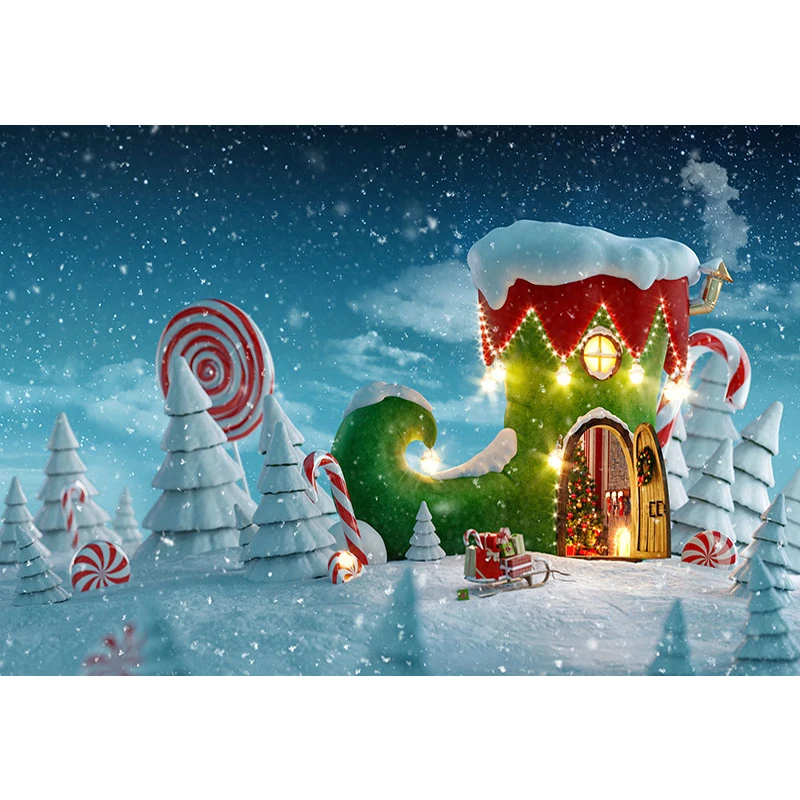 Зимние декорации &quotСтрана Чудес&quot с принтом Cedars Candy Fairytale Boot House Детские