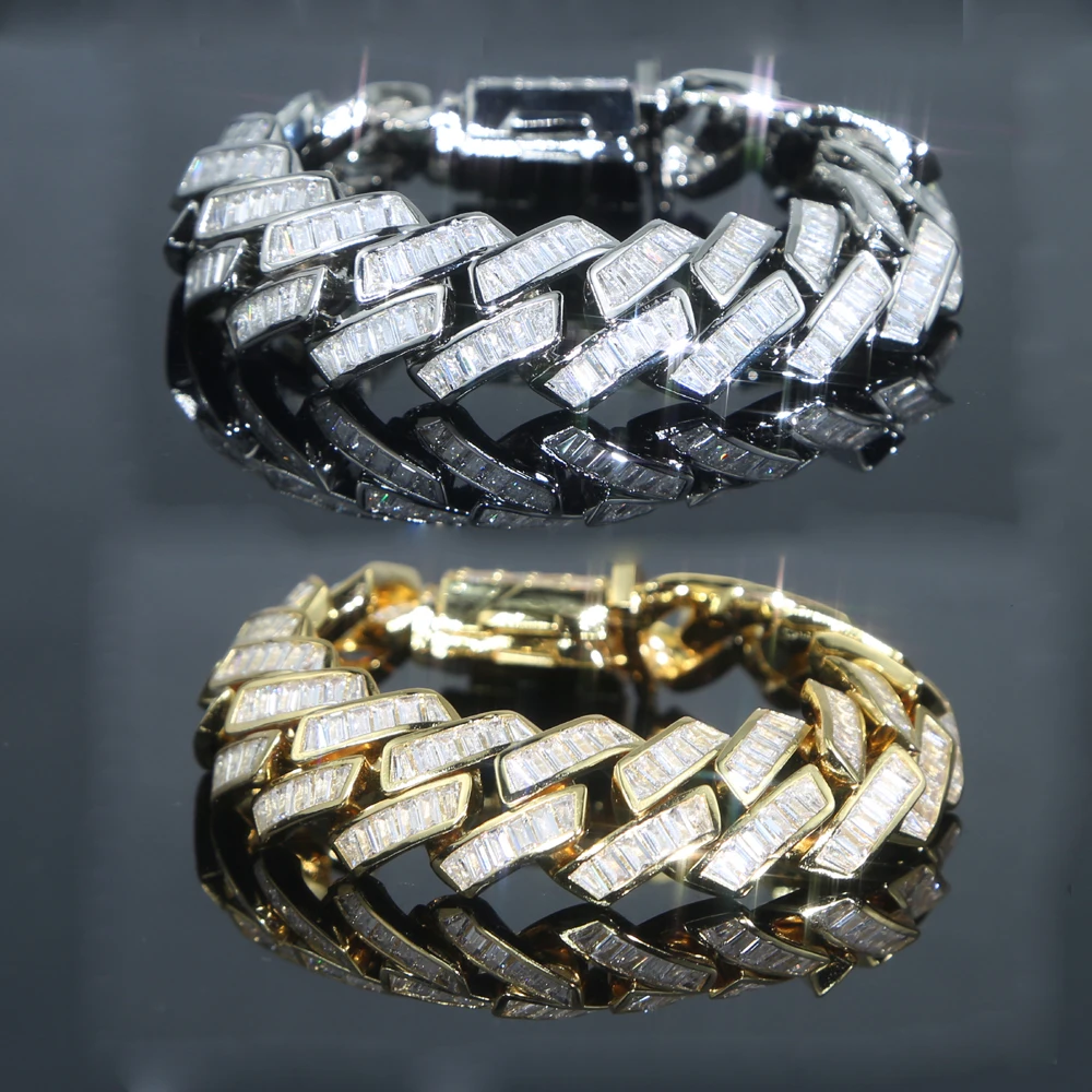 

Hip Hop Copper 19mm Micro Pave CZ Cuban Link Bracelet Cubic Zircon Mens Punk heavy wrist Bracelet for party jewelry wholesale