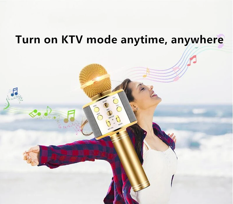 IMice WS858 профессиональный Bluetooth беспроводной микрофон динамик ручной караоке микрофон музыкальный плеер для вокала, с рекордером KTV Mic