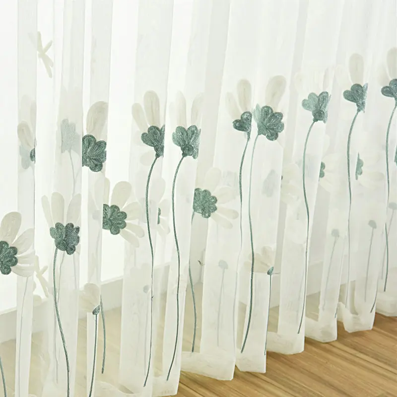 Пасторальные современные шторы с цветочной вышивкой драпированные панели