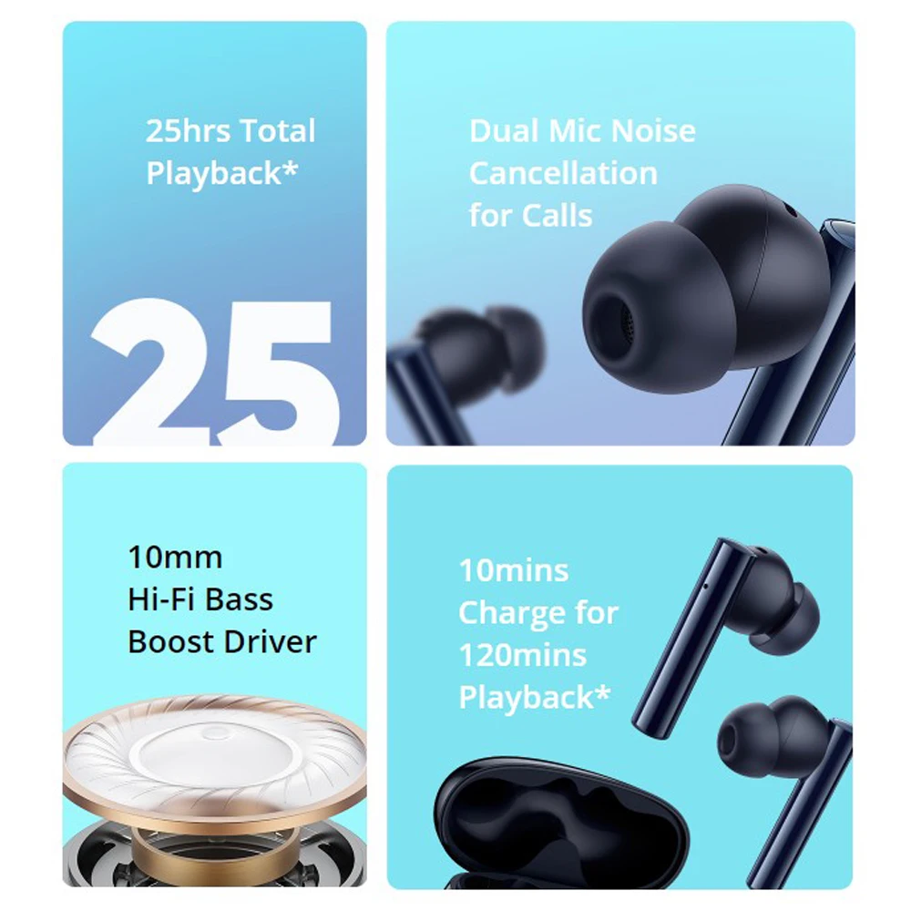 Realme Buds Air 2 Беспроводные наушники беспроводные Bluetooth 5 25 часов воспроизведения с