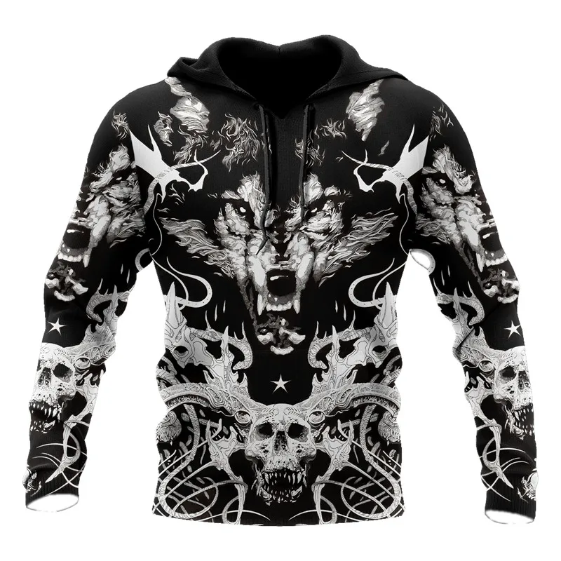 

Осенняя модная мужская толстовка с 3D-принтом волка и татуировкой унисекс толстовка с капюшоном Повседневная Уличная толстовка на молнии/св...