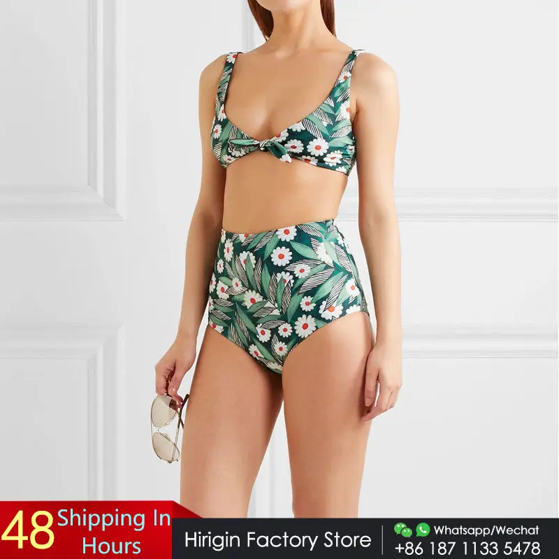 

2018 Summer New Fresh Bikinis Set Bandage Floral High Waist Bikini Sexy Women Swimwear Push-Up Padded Swimsuits Bathing Suits