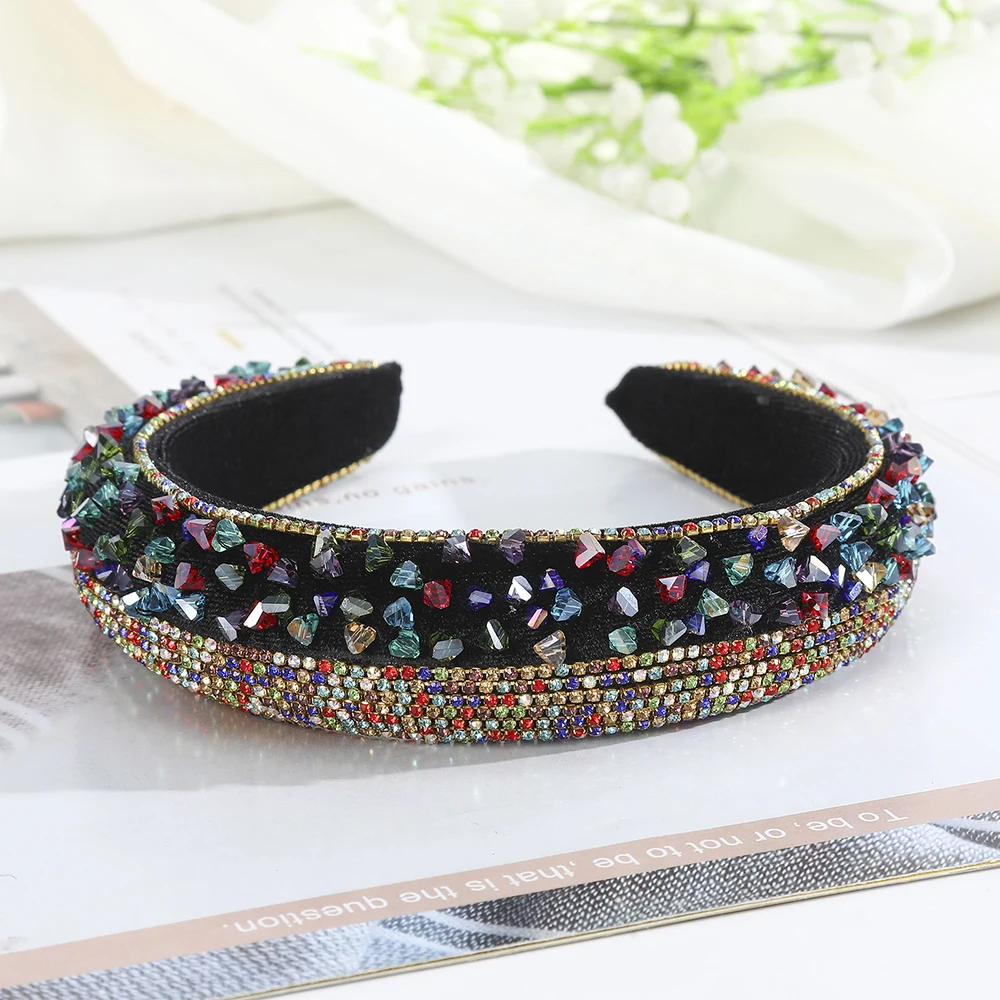 

Haimeikang Sparkly Full Crystal Bezel Headband Head Hoop Luxurious Hairbands Women Padded Rhinestones Hair Accessories