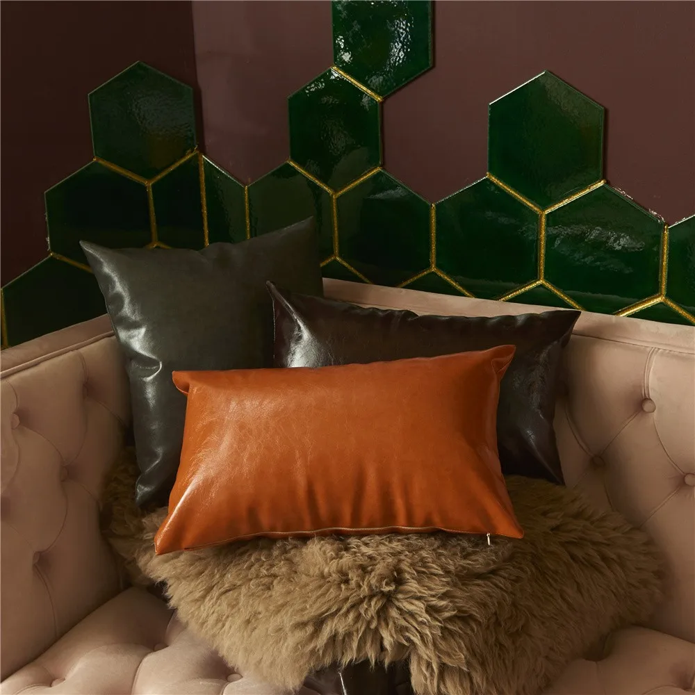 

Luxury Imitation Leather Cushion Cover 60*60 Suitable for Modern Home Sofa Farmhouse Pillowcase Couch Bedroom Decor Pillow case