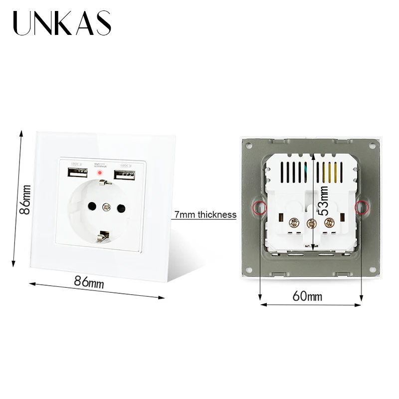UNKAS серого цвета с украшением в виде кристаллов Стекло Панель EU стены Мощность