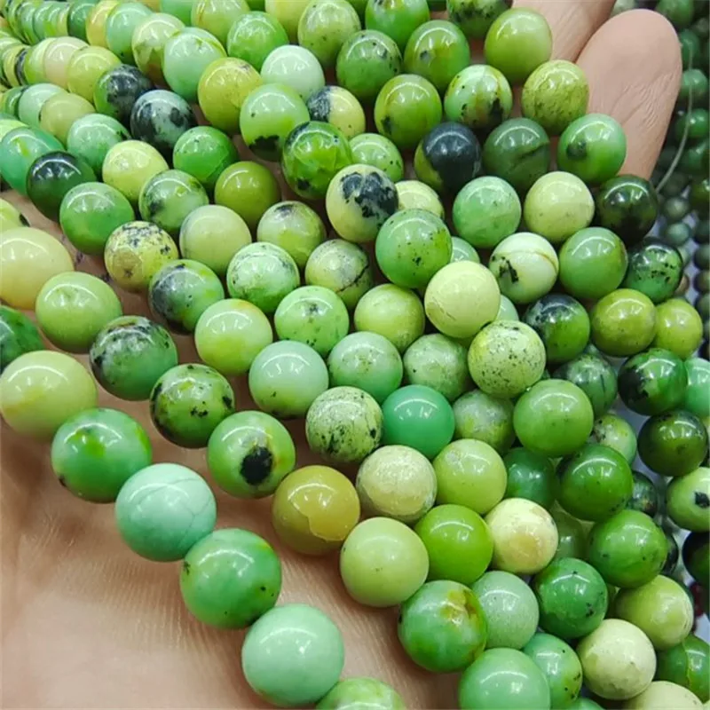 

47PCS Nature Green Opal Gemstone Beads Round Ball Size 8MM DIY Jewelry Accessories For Women Bracelets Making Findings
