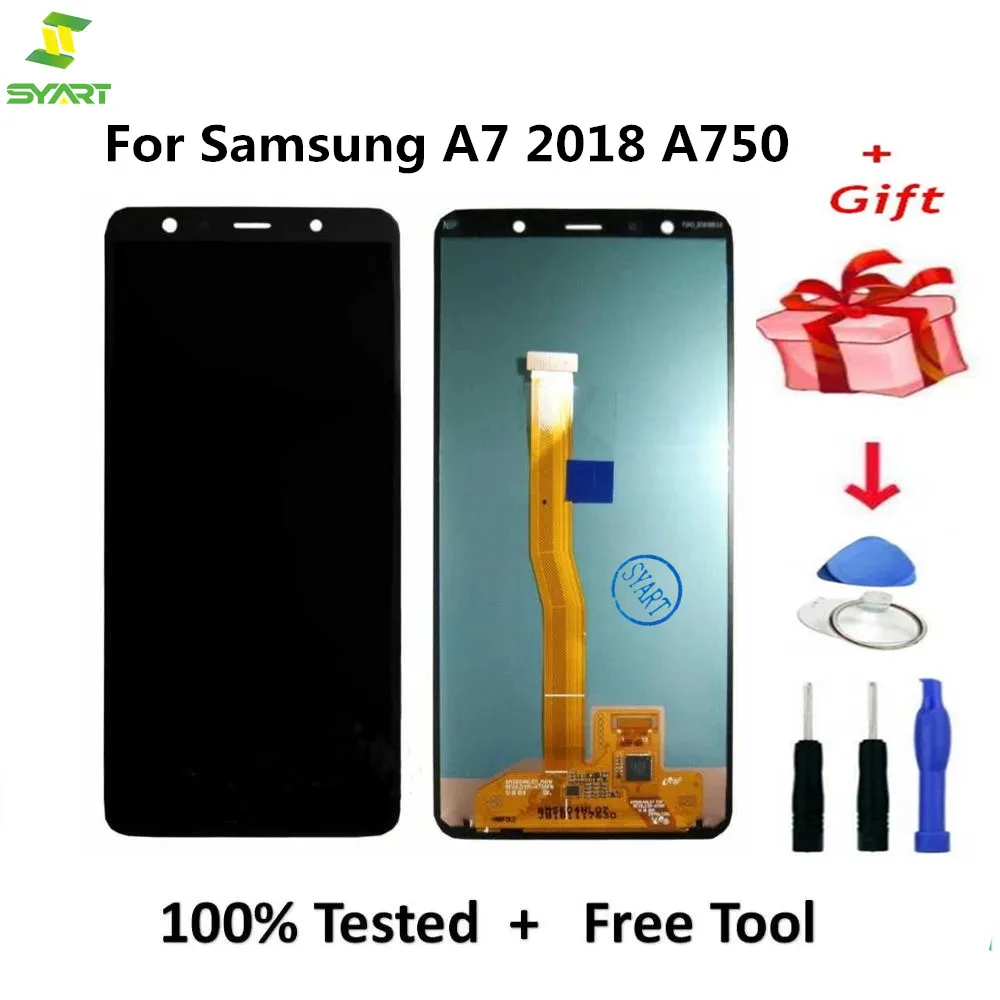 

ЖК-экран для Samsung Galaxy A7 2018 A750 SM-A750F A750F, ЖК-дисплей с сенсорным экраном и дигитайзером, запасные части для A7 2018, ЖК-дисплей