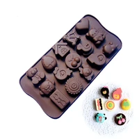 food grade silicone mold 15 cavity chocolate mold house trojan cherry shaped muffin cupcake molds decorating tools