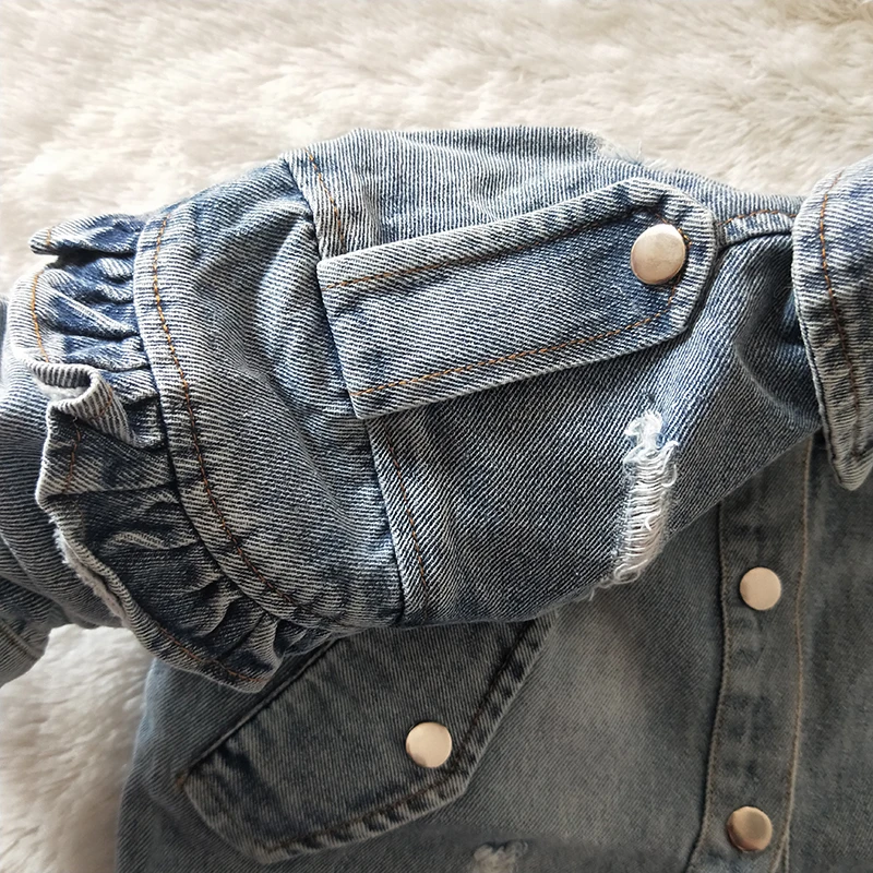 

Long Style Denim Jacket for Baby Girls 2019 Spring Full Sleeve Ruffle Children Cardigan Jean Outerwear Coat Kid Boutique Clothes