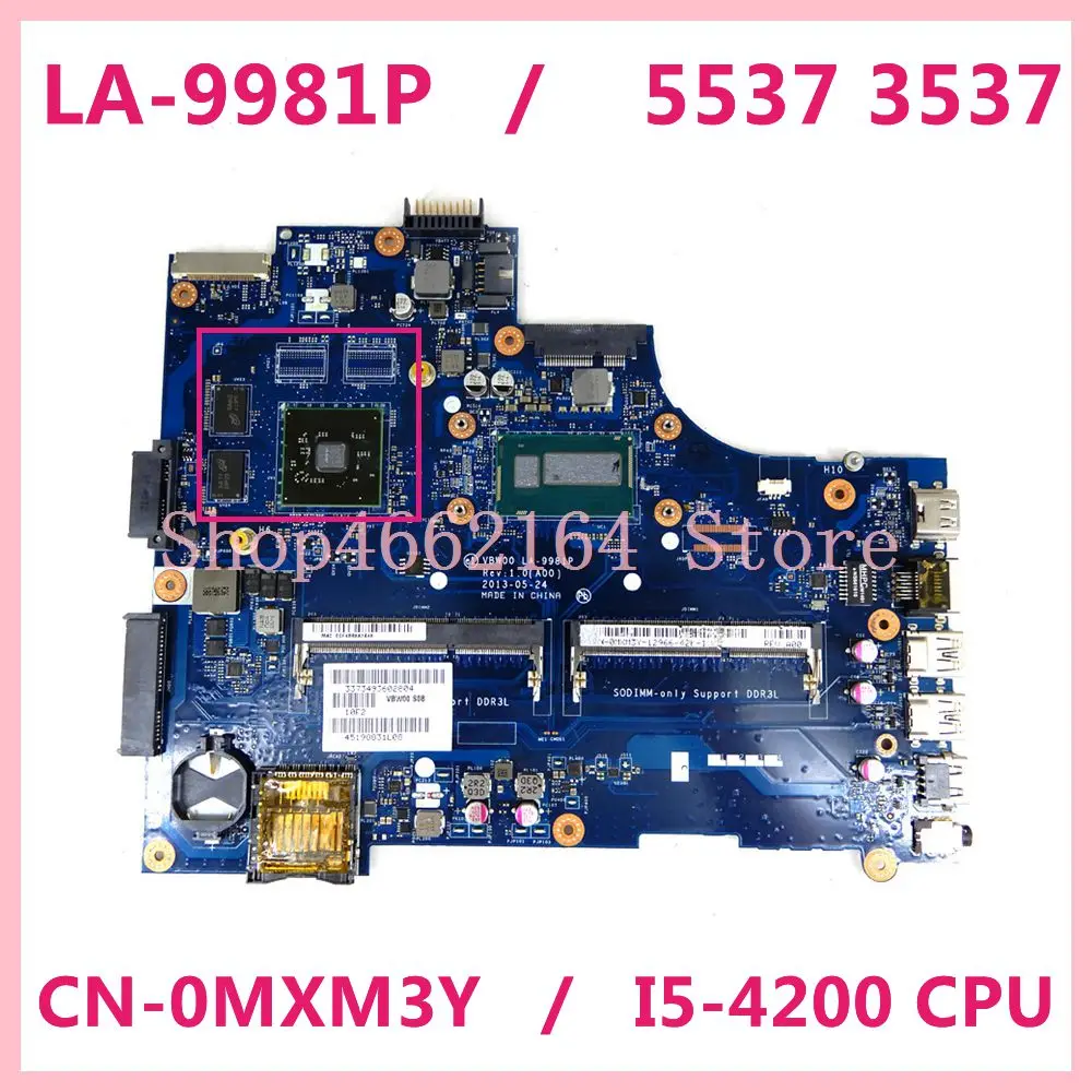 Материнская плата для ноутбука DELL Inspiron 15R 5537 3537 Core I5 материнская CN 0MXM3Y VBW00 LA 9981P 4200