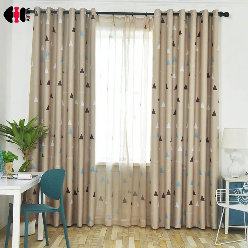 Китайские простые абстрактные треугольные затемняющие шторы для спальни детей