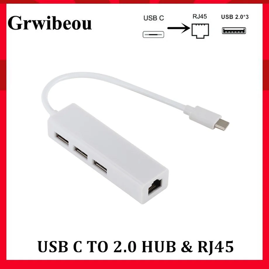 Griwbeou USB 3 1 порт type c на usb хаб RJ45 100 Мбит/с ethernet адаптер с разъемами типа и 2 0