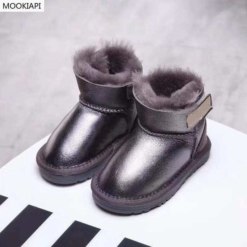 В 2019 году Новейшие европейские детские зимние сапоги из овчины и меха модные