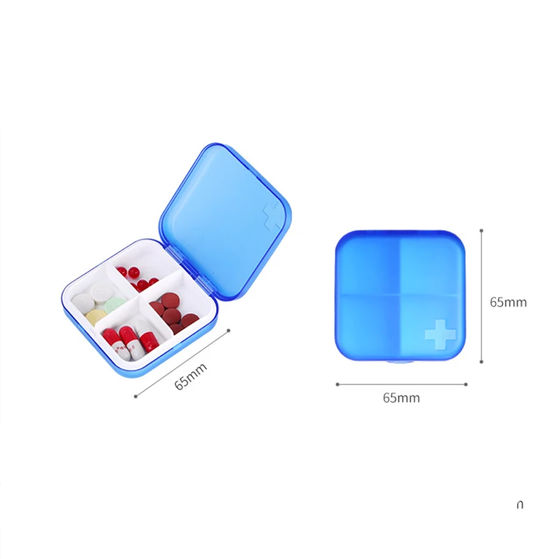 Пластиковый прозрачный дорожный органайзер для таблеток с 4 отделениями|Коробки