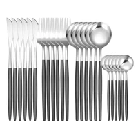 24 piece cutlery set knife fork coffee spoon stainless steel silver set gold cutlery black cutlery set