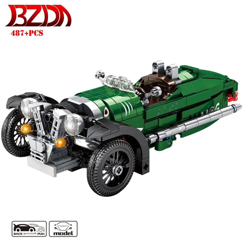 

BZDA City Ideas Retro Car Building Blocks Tricycle Vehicle Diy Pull Back Car Model Bricks Toys For Children Boys 487 Pcs