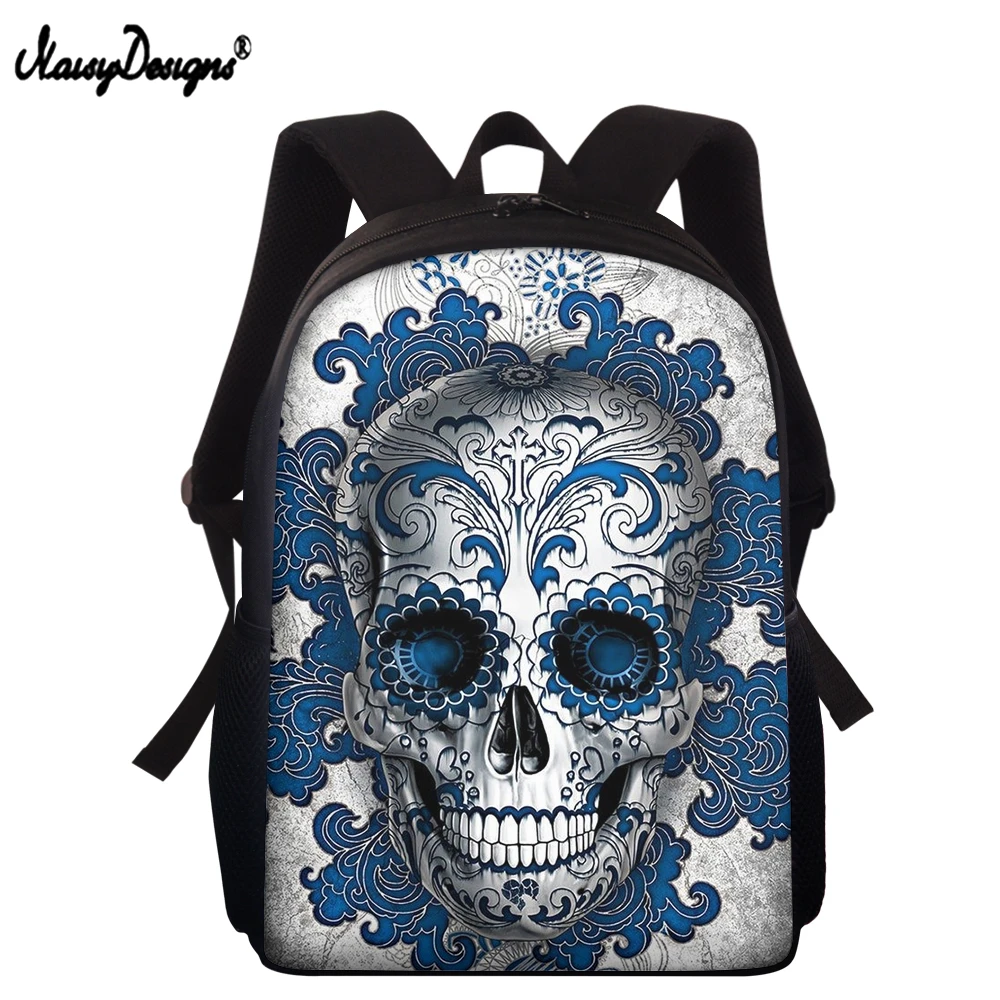 

NOISYDESIGNS Cool Girls Boys Backpack Personalized Gothic Skull Print Students Kids School Bags Children Bagpack Teens Rucksack