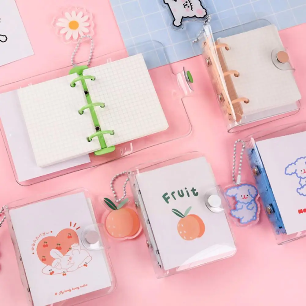 

Handbook Creative Cute Transparent Mini Loose-leaf Portable Supplies Kawaii School Binder Student Stationery Ring Notebook N4G7