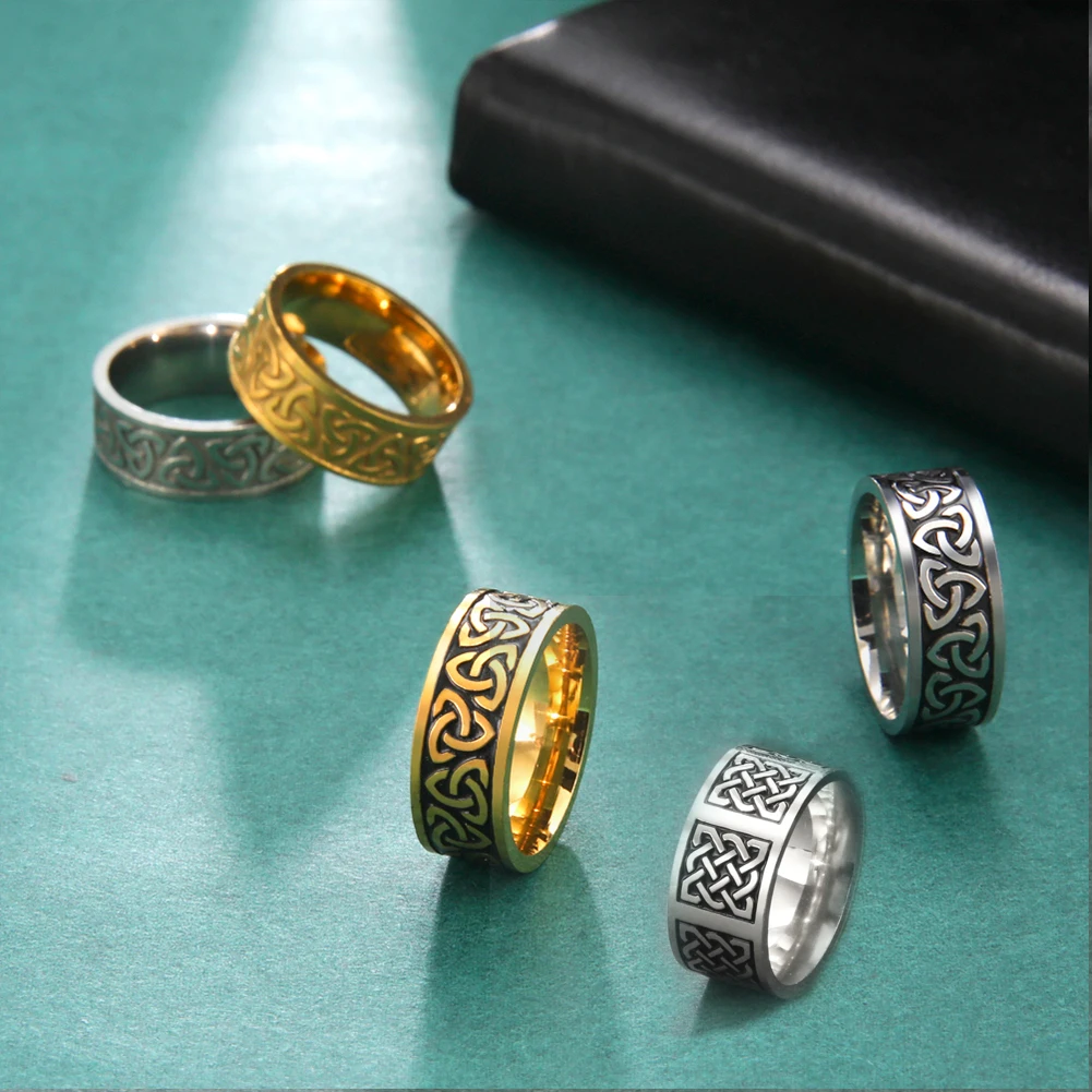 Кольцо-амулет унисекс из нержавеющей стали с позолоченным кристаллом | Украшения